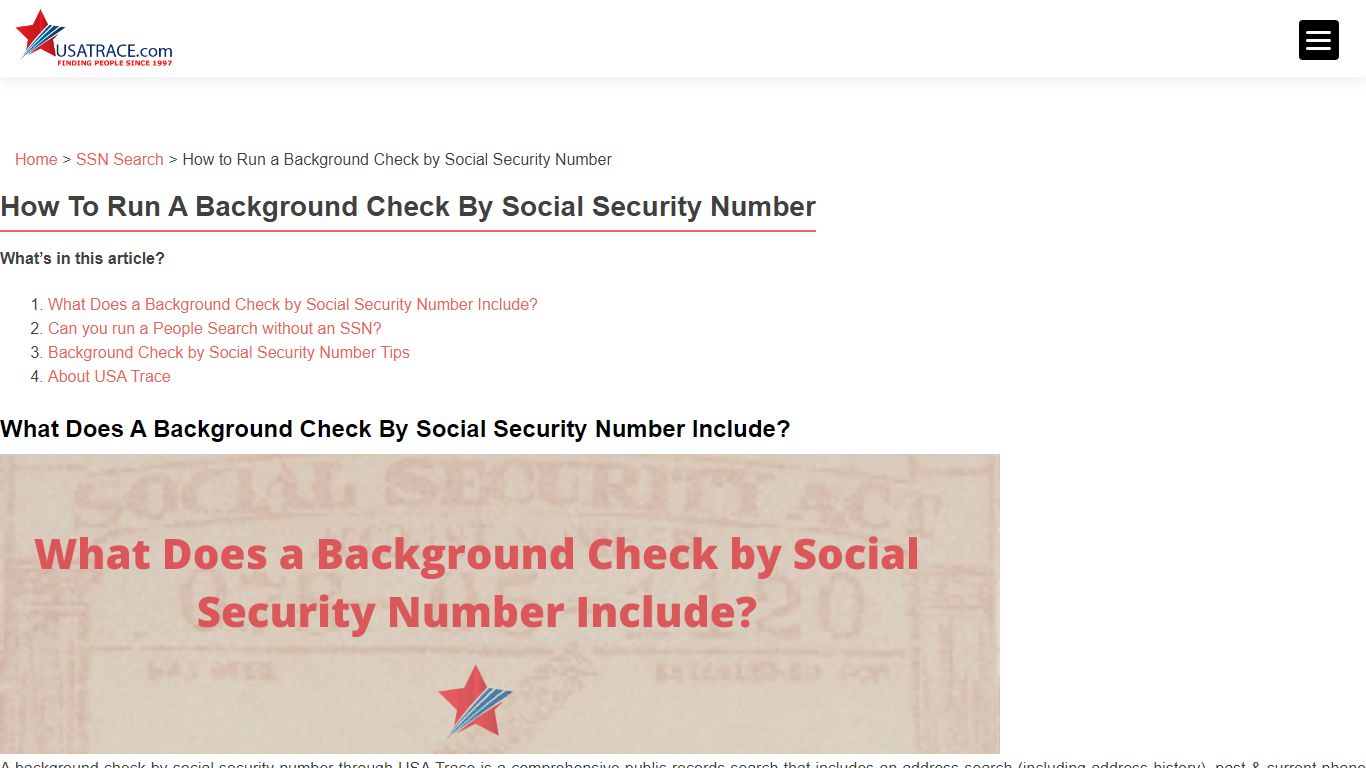 Run A Background Check with a Social Security Number Now! - USATrace.com